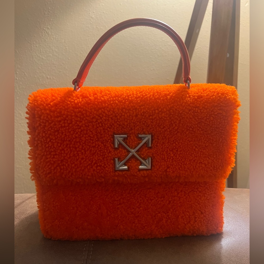 OFF-WHITE C/O VIRGIL ABLOH ORANGE JITNEY 2.8 FURRY TOTE BAG